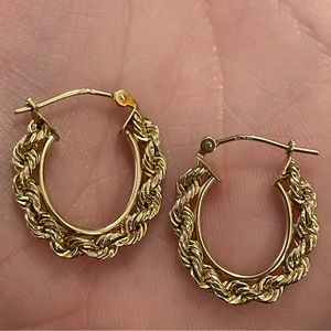 10k yellow gold rope hoop earrings